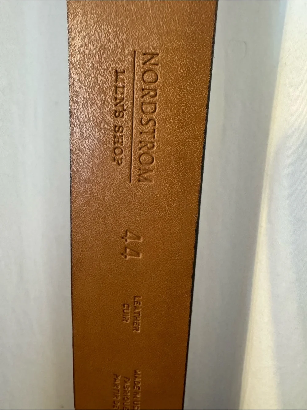 Nordstrom Men's Shop Black Leather Belt with Silver Buckle Size 44 waist